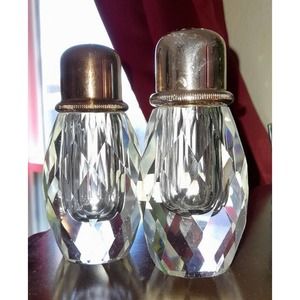 Post House Hand-Cut Leaded Crystal Pepper Mill And Salt Shaker Set Japan